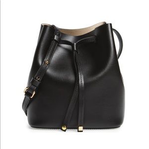 Lodis Leather Lg Crossbody Bucket Bag, black. NWOT